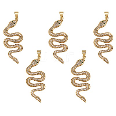 5Pcs Brass Micro Pave Cubic Zirconia Pendants ZIRC-SZ0002-90-1