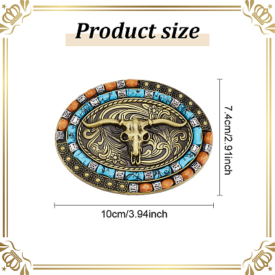 2Pcs 2 Colors Ox Head Alloy Belt Buckle for Men with Wood Bead FIND-AN0001-01-1