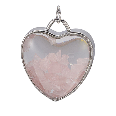 Natural Rose Quartz Chips Pendants G-A176-B06-1