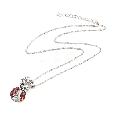 Colorful Rhinestone Ladybird and Heart Pendant Necklace LS-NJEW-I113-13P-1