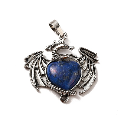 Natural Lapis Lazuli Dyed Heart Pendants KK-K331-01AS-01-1
