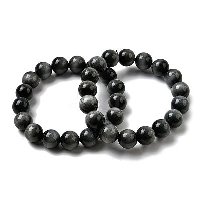 Grade AA Natural Eagle Eye Stone Round Beads Stretch Bracelets for Women BJEW-L712-B01-12mm-1