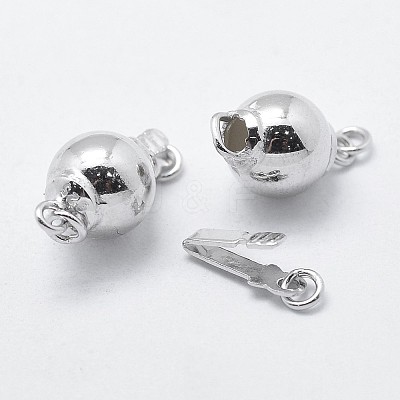 Anti-Tarnish Rhodium Plated 925 Sterling Silver Box Clasps STER-F037-017P-8mm-1