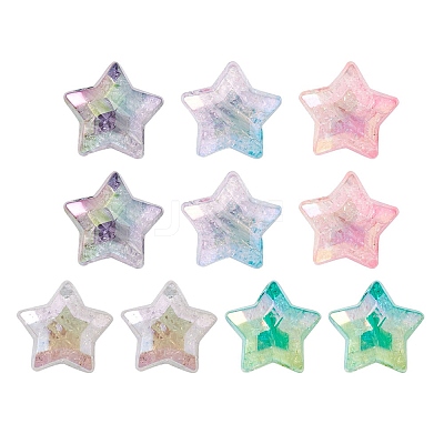 10Pcs 5 Colors UV Plating Transparent Crackle Acrylic Beads OACR-YW0001-57-1