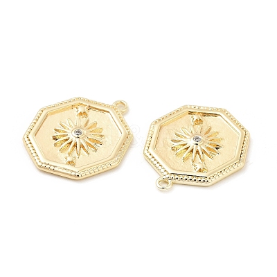 Brass with Micro Pave Clear Cubic Zirconia Pendants KK-B062-05G-1