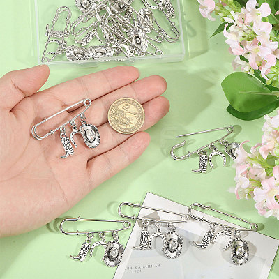 12Pcs West Cowboy Steel Heavy Duty Safety Pins Brooch JEWB-CA00007-1