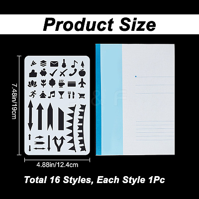 16Pcs Letter Geometric Plastic Drawing Painting Stencils DIY-WH0320-25-1