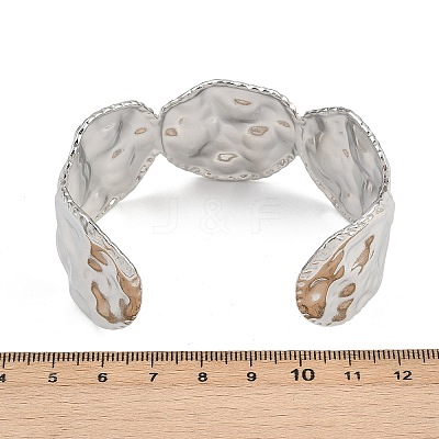 Hammered 304 Stainless Steel Cuff Bangles for Women BJEW-P362-02P-1