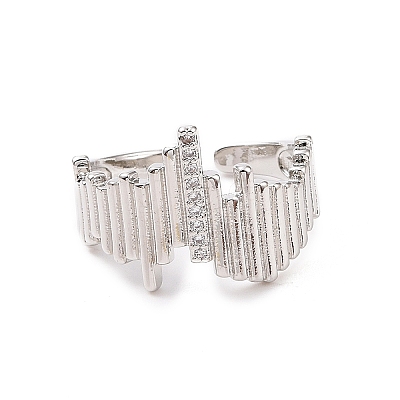 Clear Cubic Zirconia Irregular Open Cuff Ring RJEW-B028-01P-1