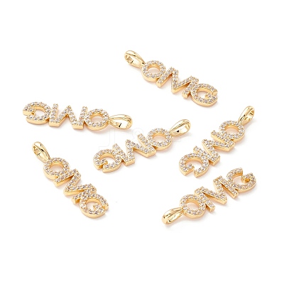 Brass Micro Pave Clear Cubic Zirconia Pendants ZIRC-Z019-32G-NR-1