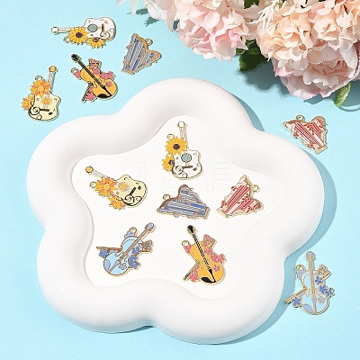 12Pcs 6 Styles Alloy Enamel Pendants ENAM-FS0002-58-1