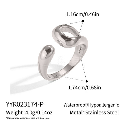Irregular 304 Stainless Steel Cuff Open Rings for Women BC4684-2-1