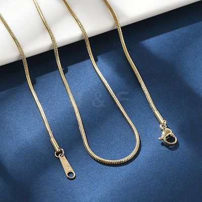 Ion Plating(IP) 304 Stainless Steel Round Snake Chain Necklace for Women NJEW-G097-01G-1