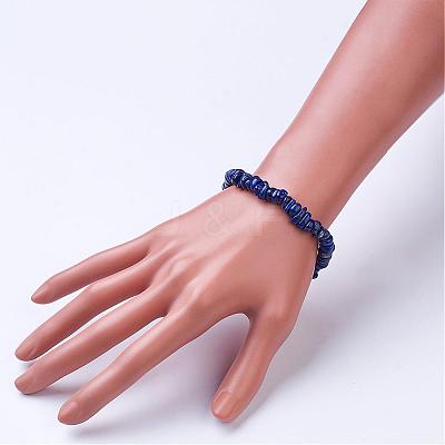 Natural Lapis Lazuli Beaded Stretch Bracelets BJEW-JB02683-03-1