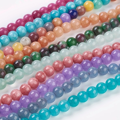 Natural White Jade Beads Strands G-D453-8mm-1