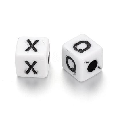 Opaque Horizontal Hole Acrylic Beads MACR-Q169-04-7x7-1
