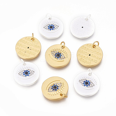 Brass Micro Pave Cubic Zirconia Pendants ZIRC-F095-09-1