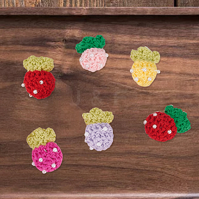 12Pcs 6 Colors Hand Crochet Wool Ornament Accessories DIY-DR0001-09-1