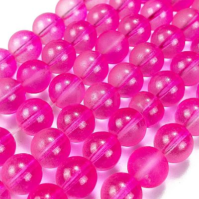 Frosted Transparent Glass Bead Strands GLAA-P065-10mm-11-1