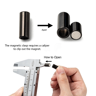 Column 304 Stainless Steel Smooth Surface Magnetic Clasps with Glue-in Ends Fit 5mm Cords STAS-N065-10-1