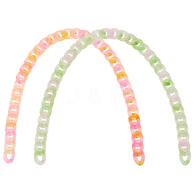 2 Strands 2 Colors Handmade Transparent Acrylic Curb Chains FIND-WR0002-26B-1