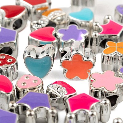 60Pcs 6 Style Girl Series UV Plating Acrylic European Beads OACR-LS0001-09-1