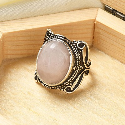 Natural Rose Quartz Adjustable Rings RJEW-I108-02AS-03-1