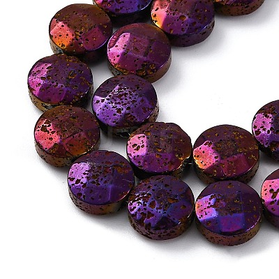 Electroplated Natural Lava Rock Beads Strands G-A256-F01-01A-1