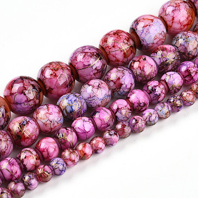 Baking Paint Glass Beads Strands DGLA-N003-10mm-B03-1