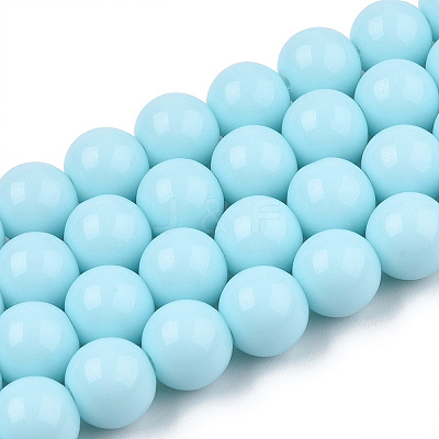 Opaque Solid Color Glass Beads Strands GLAA-T032-P10mm-10-1