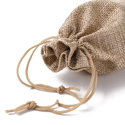 Polyester Imitation Burlap Packing Pouches Drawstring Bags X-ABAG-R004-14x10cm-05-1