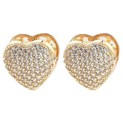 Brass Hoop Earrings with Cubic Zirconia EJEW-D078-02KCG-1