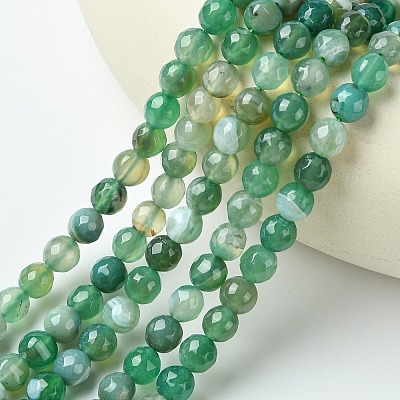 Natural Striped Agate/Banded Agate Beads Strands G-G581-8mm-12-1
