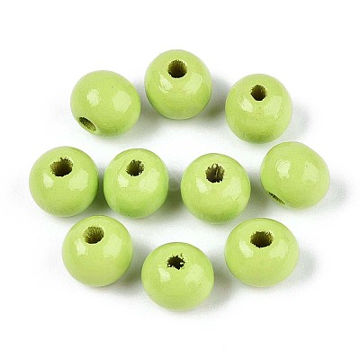 Spray Painted Round Natural Schima Wood Beads WOOD-A018-8mm-19-1