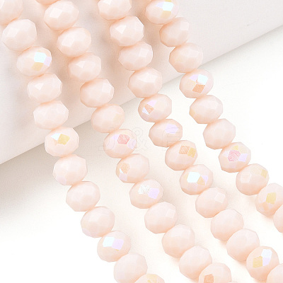 Electroplate Opaque Solid Color Glass Beads Strands X1-EGLA-A034-P6mm-L20-1