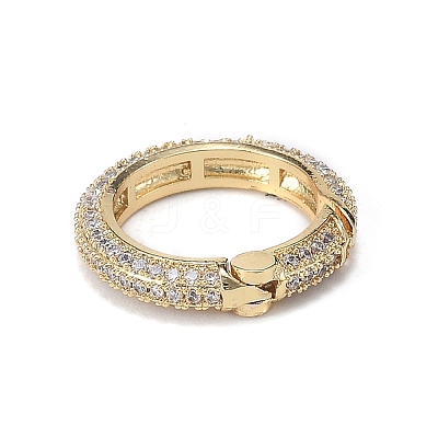 Brass Micro Pave Clear Cubic Zirconia Spring Gate Rings ZIRC-F120-007G-1