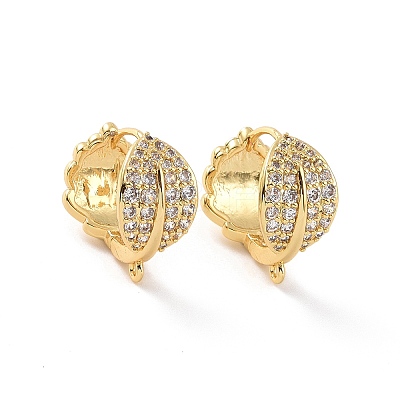 Brass Micro Pave Clear Cubic Zirconia Hoop Earrings ZIRC-F133-14G-1