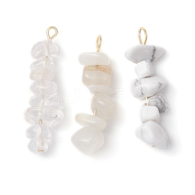 Gradient Color Mixed Gemstone Chip Beaded Pendants PALLOY-JF02795-1