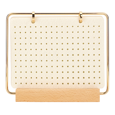 Iron Felt Enamel Pin Display Pages with Wooden Base ODIS-WH0007-77-1