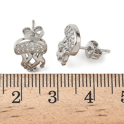 Brass Micro Pave Clear Cubic Zirconia Stud Earrings EJEW-A145-03A-P-1