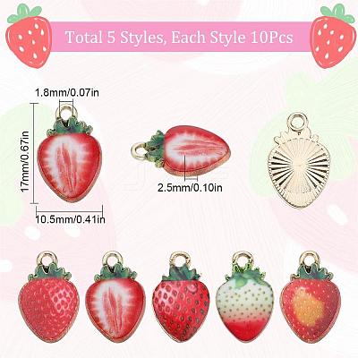 50Pcs 5 Styles Printed Alloy Pendants FIND-SC0006-07-1