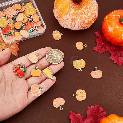 44pcs 11 styles Thanksgiving Day Alloy Enamel Pendants ENAM-GA0001-08-1