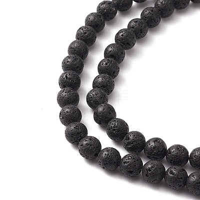 Natural Lava Rock Round Beads Strands G-YW0002-08-1