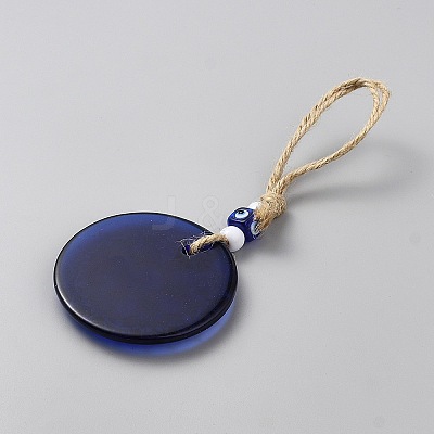 Plastic & Resin Flat Round with Evil Eye Pendant Decorations HJEW-WH0108-012-1