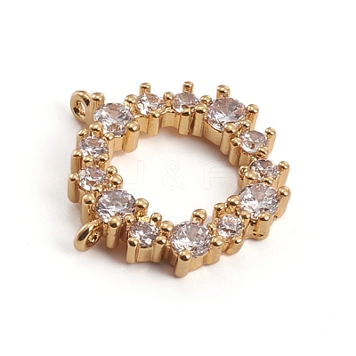Brass Micro Pave Clear Cubic Zirconia Pendants ZIRC-L091-032G-1