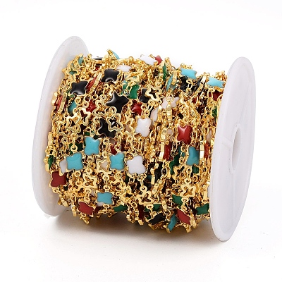 Handmade Brass Enameled Link Chains CHC-F011-16-G-1