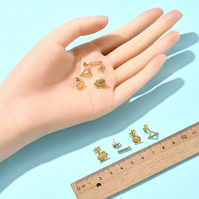 16Pcs 4 Styles 201 Stainless Steel Stud Earring Findings with Hole EJEW-FS0001-15-1