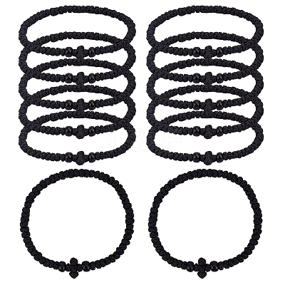 12Pcs Adjustable Polyester Braided Bead Bracelets for Men Women BJEW-HY0002-70B-1