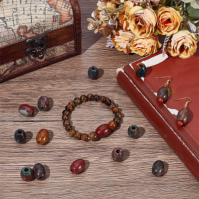 15Pcs Natural Indian Agate European Beads G-SP0001-46-1