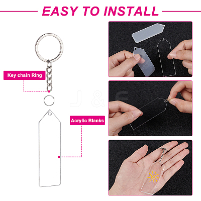 DIY Rectangle with Angle Acrylic Pendant Keychain Making Kits DIY-BC0001-62P-1